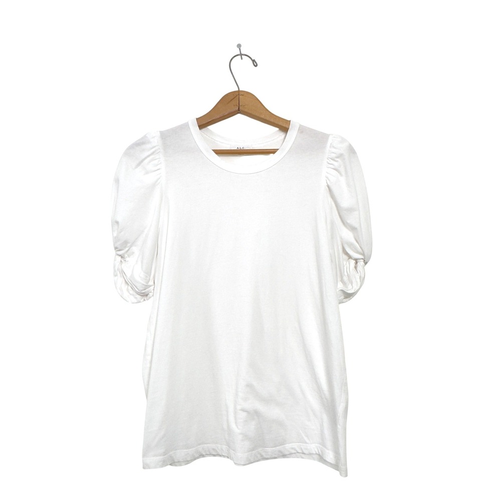 A.L.C. Puff Sleeve Top White Cotton Large